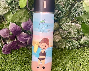 Wild Water Swimming Flasks, Cold Water Swimming, Swimming Gift, Sea Swimming, Cute Cartoon Swimmer, Personalised flask