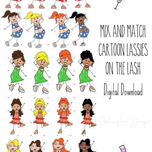 Funny Cartoon Lassies the Lash, Tipsy Girls, Digital Download, Drunk Friends, Funny Besties