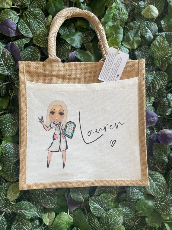 Super Cute Nurse Jute Bag You Pick the Cute Cartoon - Etsy Super Cute Nurse Jute Bag You Pick the Cute Cartoon - Etsy