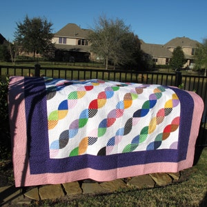 Polka Dot Rope Homemade Quilt 98&quot; x 98&quot; Queen/King Size - Price Reduced!!