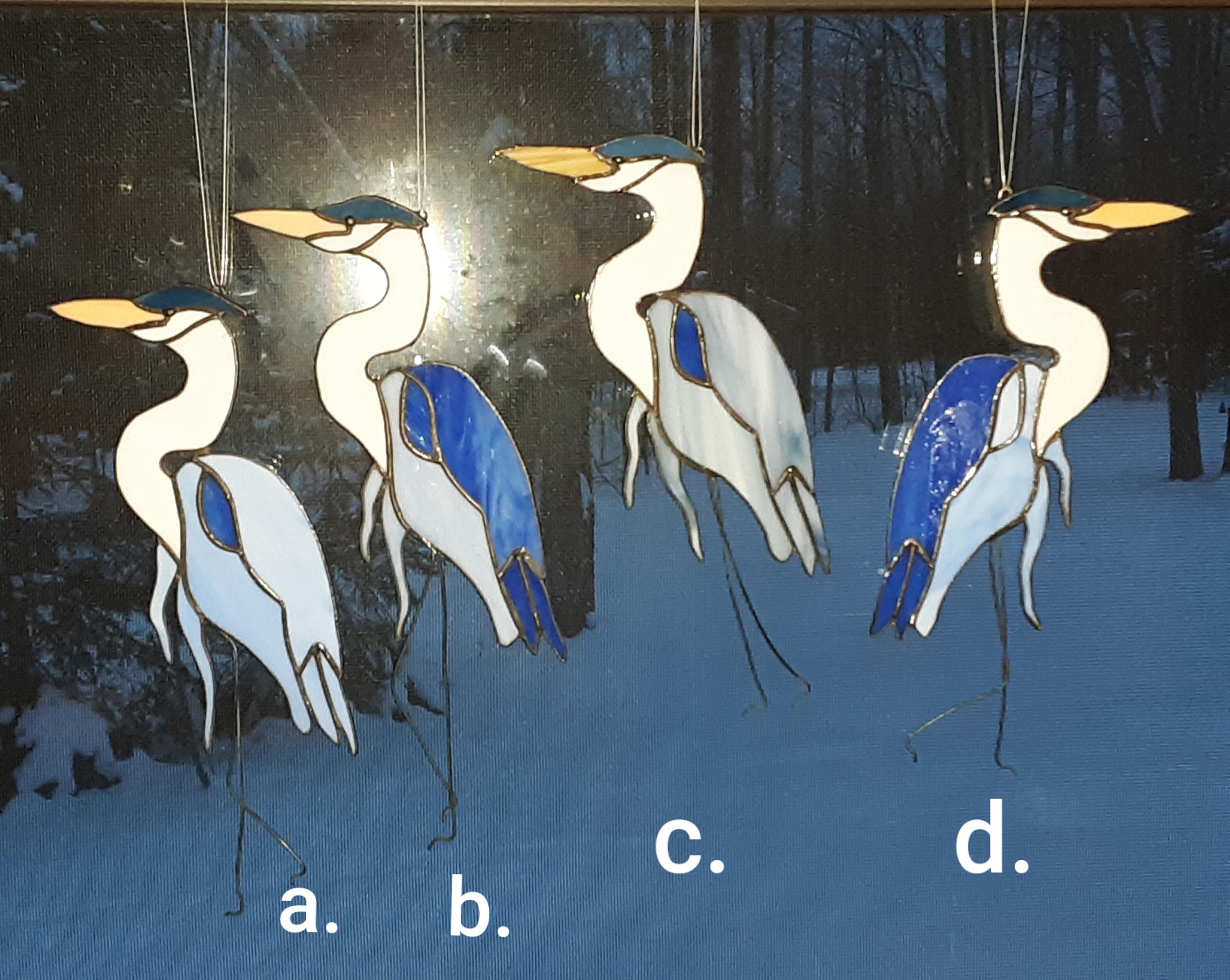 Great Blue Heron Waterbird Suncatcher Stained Glass Wildlife Etsy