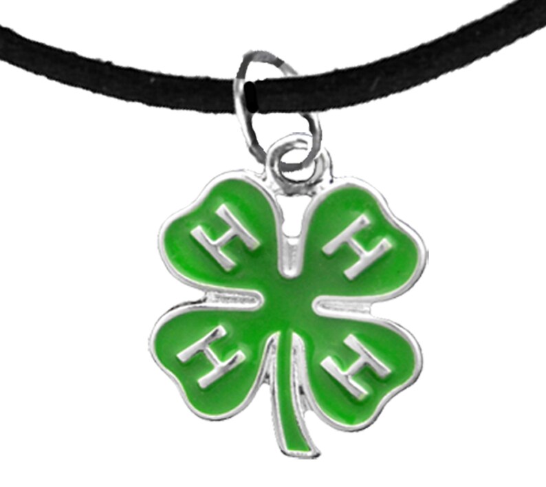 Safe-No Nickel Hypoallergenic 4-H Club Adjustable Black Suede Charm Bracelet No Lead And No Poisonous Cadmium In Metal