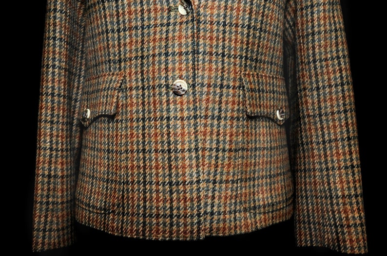 VTG 80/'s Equestrian Western Fitted Blazer Brown Wool Tweed Size SM Fully Lined