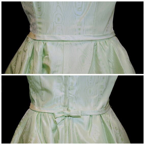 Vintage 50's 60's / Mint Green Moire Satin / Form… - image 4