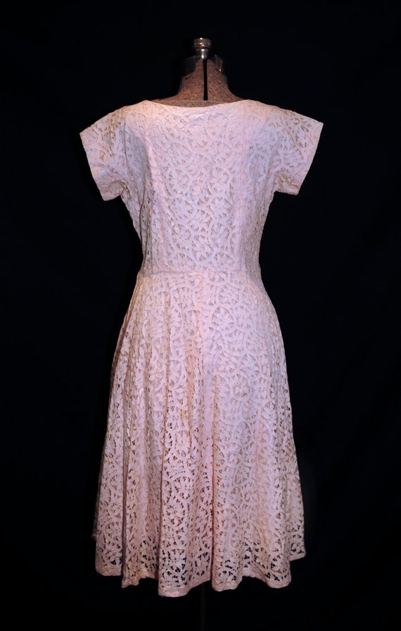 VTG 60's / Blush Pink Lace Party Prom Dress / Seq… - image 8