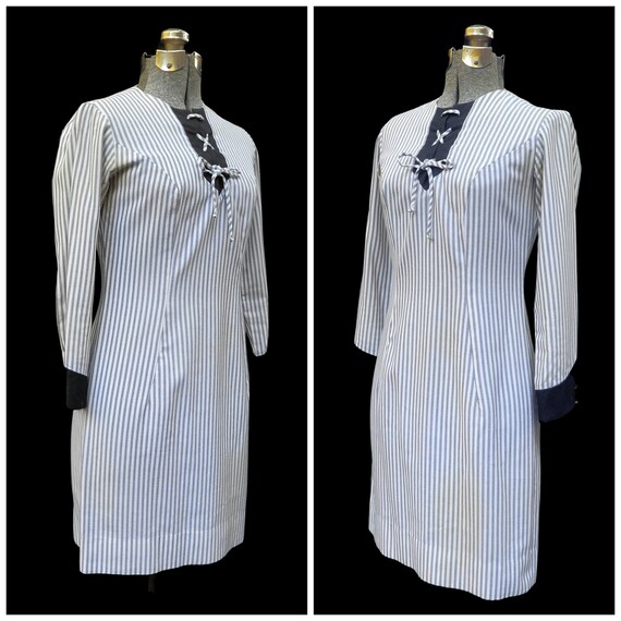 Vintage 50's 60's / Helen Whiting / Gray Striped … - image 5