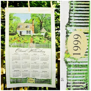 VTG 1999 / Colonial Williamsburg VA Calendar Towel / John Blair's Kitchen & Summer Gardens