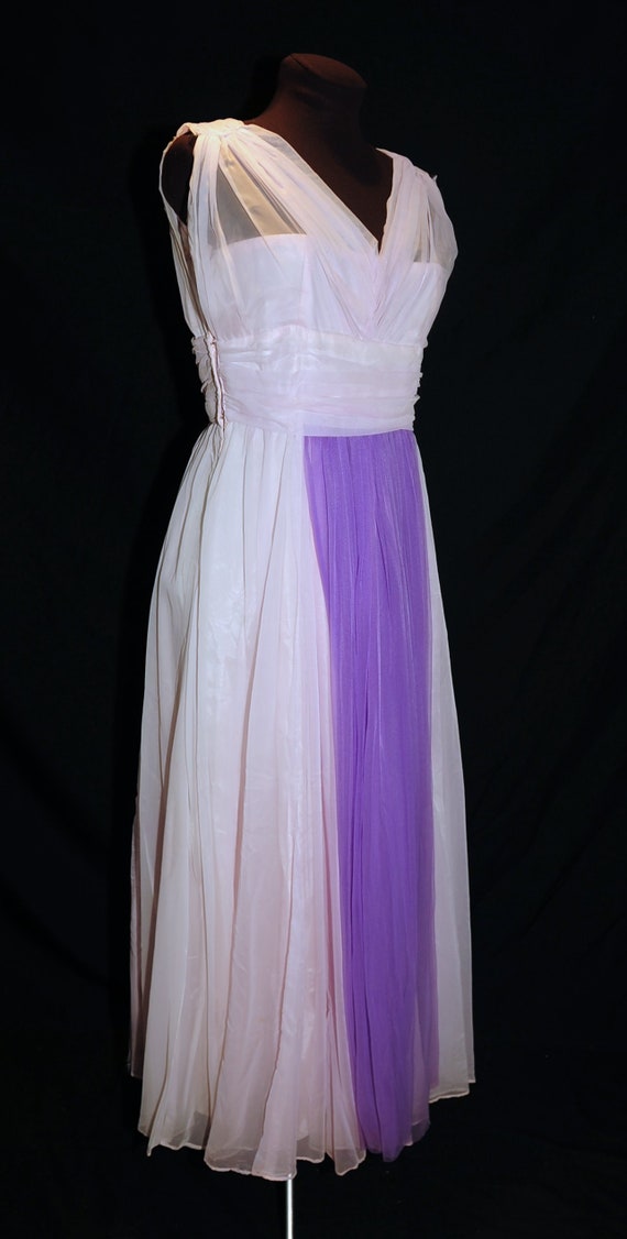 VTG 50's 60's / Lavender & Purple Chiffon and Sat… - image 6