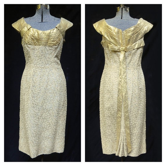 Vintage 50's / Miss Cane New York / Gold Lace & Lame … - Gem