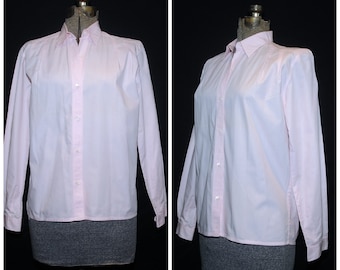 Vintage 1980's / Pale Pink Cotton Blouse by Diamont's Donna Switzerland / Medium
