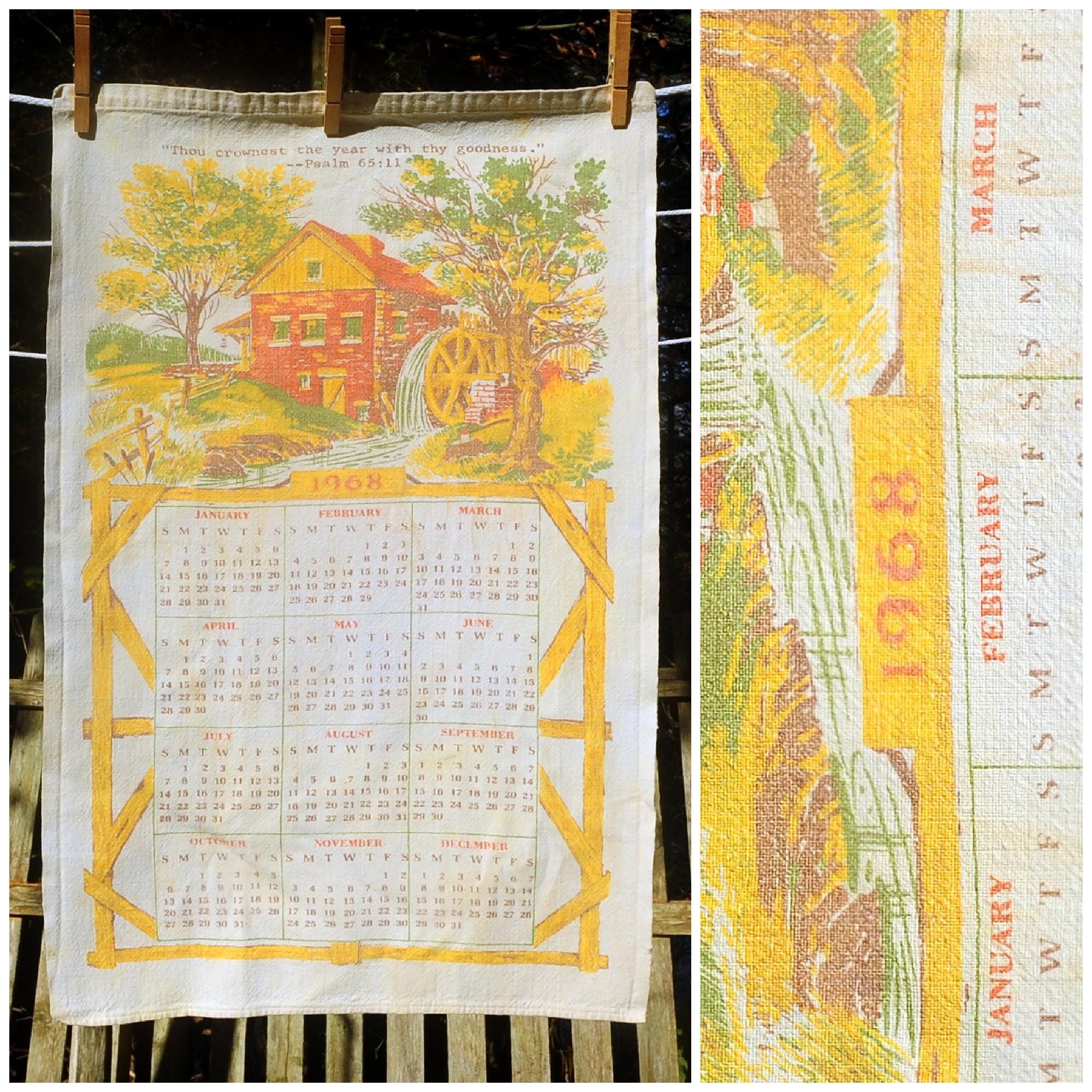 Vintage 1968 Calendar Towel - Etsy