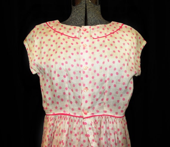 VTG 50's 60's Cotton Day Dress / Size XXS-XS Fit … - image 8