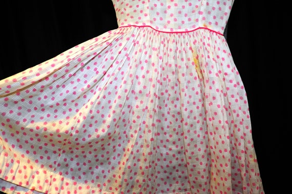 VTG 50's 60's Cotton Day Dress / Size XXS-XS Fit … - image 5