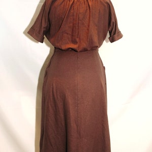 Vintage 1960's / Helen Whiting Brown Wool Day Dress / Button Front / XS-S / Swiss Miss Style image 8