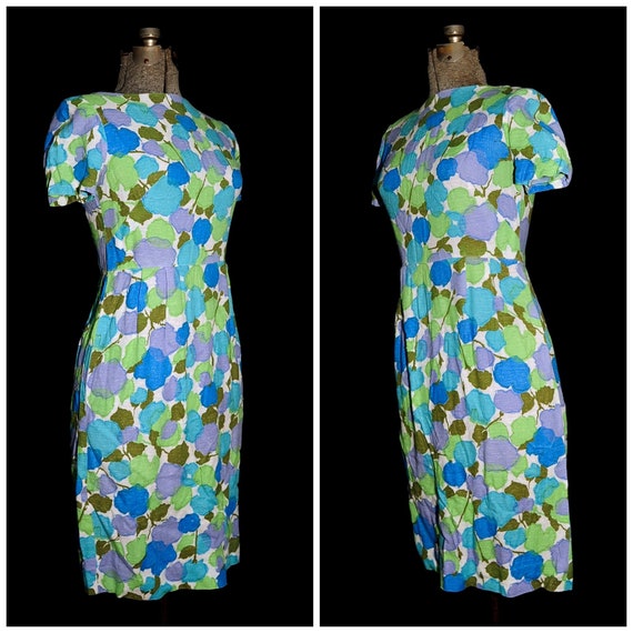 Vintage 1960's / MOD Sheath Floral Print Day Dres… - image 5