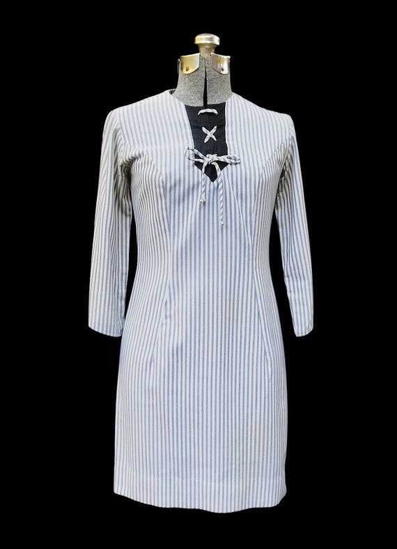 Vintage 50's 60's / Helen Whiting / Gray Striped … - image 2