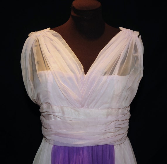 VTG 50's 60's / Lavender & Purple Chiffon and Sat… - image 3