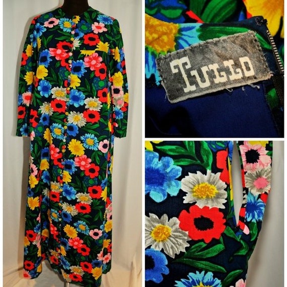 VTG 70's / Norma Tullo Floral Maxi Hostess Dress /