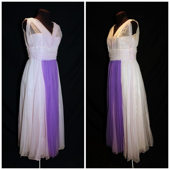 VTG 50's 60's / Lavender & Purple Chiffon and Sat… - image 5