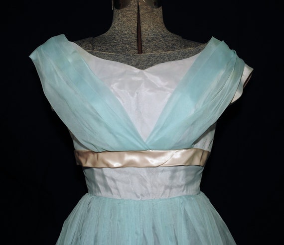 Vintage 50's / Pale Blue Chiffon & Petal Pink Sat… - image 3