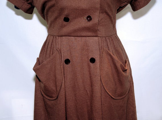 Vintage 1960's / Helen Whiting Brown Wool Day Dre… - image 4