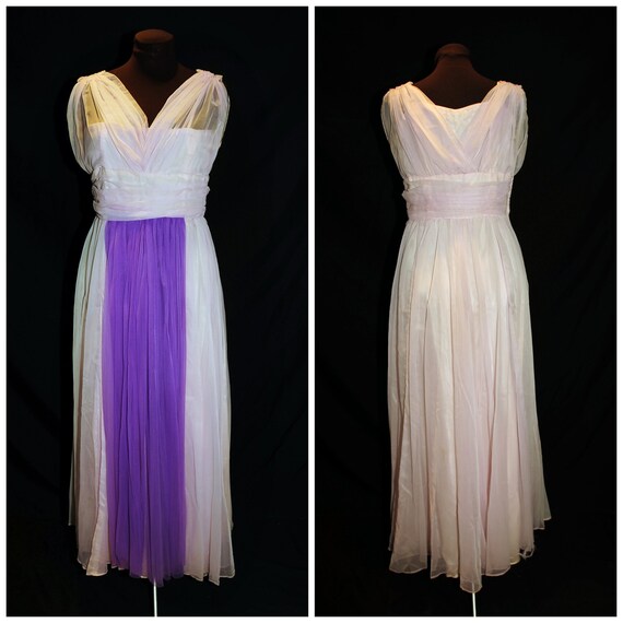 VTG 50's 60's / Lavender & Purple Chiffon and Sat… - image 4