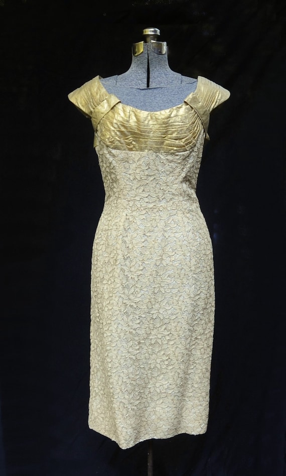 Vintage 50's / Miss Cane New York / Gold Lace & L… - image 2