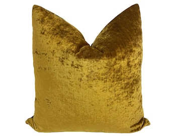 Stunning Gold Mustard Crushed Chenille Cushion Covers Pillow Throws Designer Home Decor