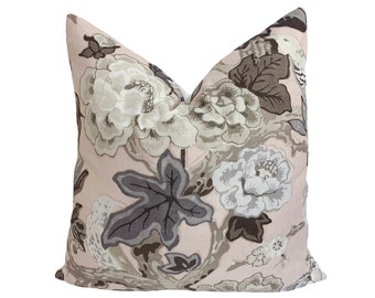 Schumacher / Mary McDonald - Bermuda Blossoms - Blush - Bold Traditional Floral Cushion Cover - Handmade Throw Pillow Designer Home Decor