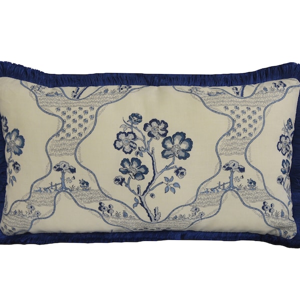 Schumacher - Marella Delft - Stunning Blue Trim Cushion Cover Pillow Throw