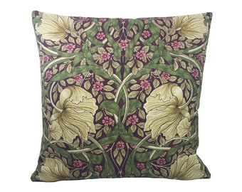 William Morris - Pimpernel - Aubergine / Olive - Cushion Cover Throw Pillow Designer Home Decor