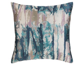 Harlequin - Takara - Teal / Ink - Modern Shibori Weave Ink Splash Designer Cushion Cover - Luxury Throw Pillow - Handmade Home Decor