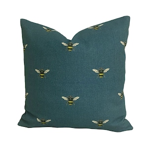 Clarke & Clarke - Abeja - Teal - Funda de cojín con diseño de abejas adorables, decoración del hogar