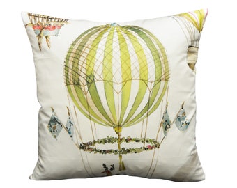 Manuel Canovas - L'Envol - Multicolore - Whimsical Hot Air Balloon Designer Cushion Cover - Handmade Throw Pillow - Designer Home Décor