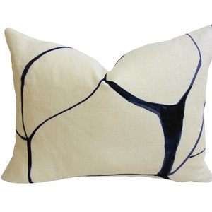 Porter Teleo for Schumacher - Filigree - Navy - Modern Abstract Designer Cushion Cover - Handmade Throw Pillow - Luxury Home Decor