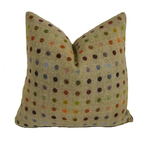 Abraham Moon - Multispot - Natural - 100% Wool Cushion Cover - Designer Plaid Pillow Cover - Handmade Custom Abraham Moon Pillow