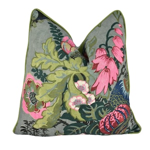 Anna French x Thibaut - Fairbanks - Savoy Collection - Grey - Stunning Floral Cushion Cover - Handmade Pillow Throw Luxury Home Decor