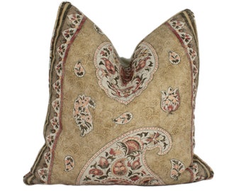 GP & J Baker - Coromandel - Tobacco - Intricately Detailed Kashmir Paisley Designer Cushion Cover - Luxury Throw Pillow - Handmade Home Deco