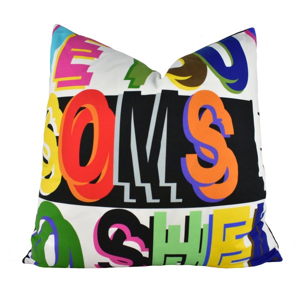 Schumacher - Robert Burns - Multi - Warhol-esque Rainbow Poem - Designer Cushion Cover - Handmade Throw Pillow - Luxury Home Decor