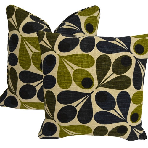 Orla Kiely Velvet Sixties Stem Dark Marine Cushion Cover Etsy