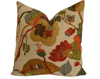 G P & J Baker - California - Red and Cream - Complex Floral Botanical Designer Cushion Cover - Luxury Throw Pillow - Handmade Home