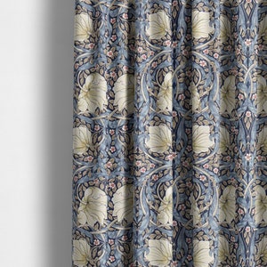 William Morris Pimpernel Indigo Hemp Curtains Made to Measure Drapes Designer Home Decor