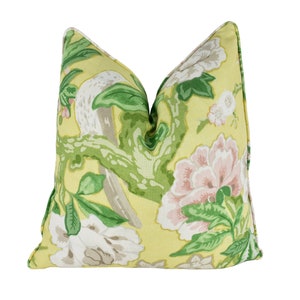 Schumacher / Mary McDonald - Bermuda Blossoms - Yellow - Bold Traditional Floral Cushion Cover - Handmade Throw Pillow Designer Home Decor