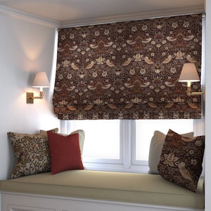 William Morris - Strawberry thief - Grape / Gold - Made To Measure Professionally Made Roman Blind