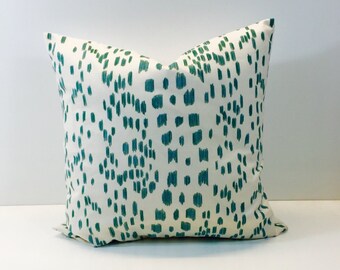 Brunschwig & Fils - Les Touches - Aqua - Luxurious Modern Animal Print Designer Cushion Cover - Luxury Throw Pillow - Handmade Home Decor