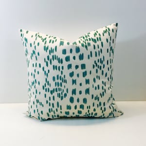 Brunschwig & Fils - Les Touches - Aqua - Luxurious Modern Animal Print Designer Cushion Cover - Luxury Throw Pillow - Handmade Home Decor