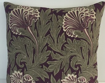 William Morris Tulip Heather//Olive Cushion Cover Handmade 17/"x17/"