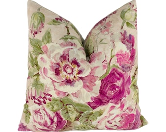 Sanderson - Giselle - Bordeaux / Olive - Cushion Cover Throw Pillow Designer Home Decor