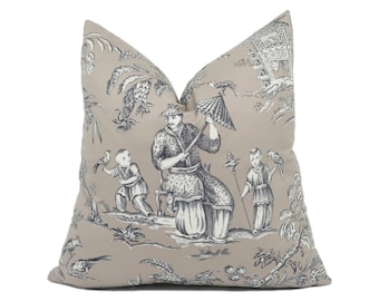 Manuel Canovas - Mandarin - Beautiful Asian Inspired Chinoiserie Toile Cushion Cover - Handmade Throw Pillow - Designer Home Décor