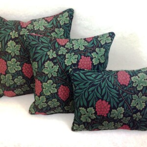 William Morris - Vine - Dark Green / Red - Cushion Cover Throw Pillow Designer Home Decor